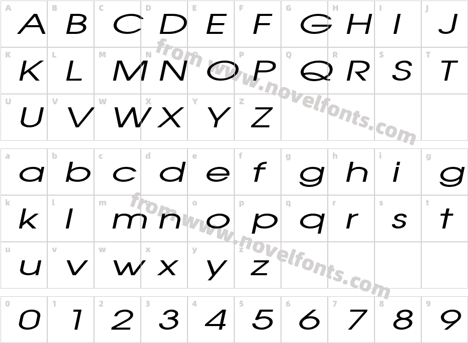 Atilla Extended ItalicCharacter Map