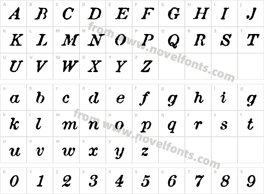 AtticAntique-ItalicCharacter Map