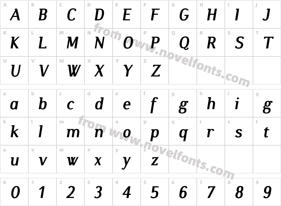 Atzur-BoldItalicCharacter Map