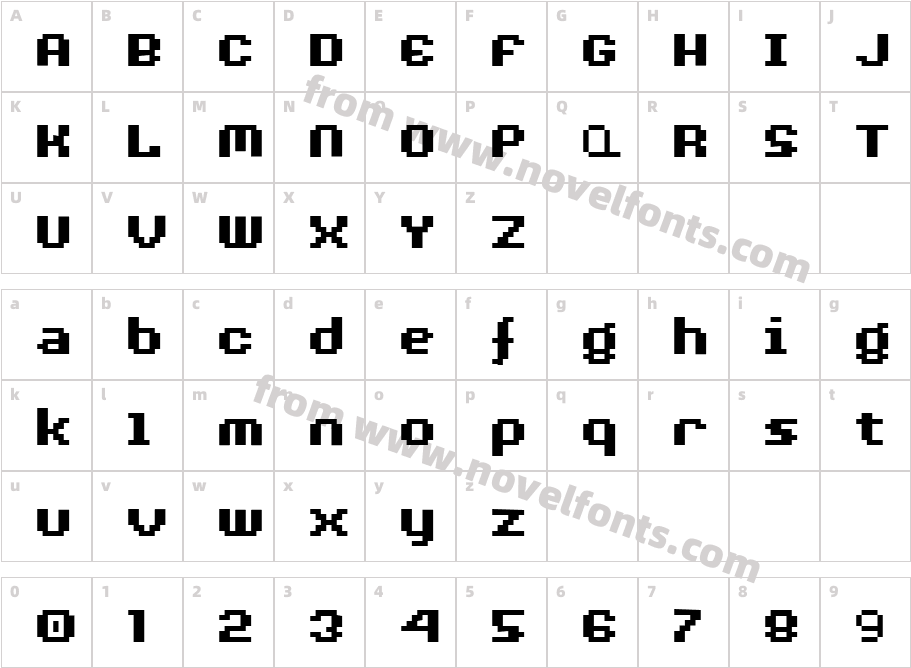 AuX DotBitC Xtra BoldCharacter Map