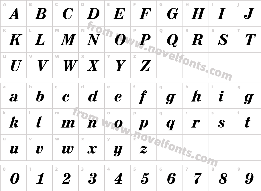 AugustMediumDB BoldItalicCharacter Map