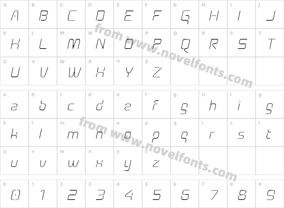 Aunchanted Thin ObliqueCharacter Map