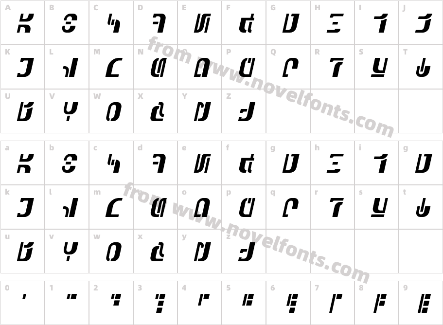 Aurebesh Racer AF FastCharacter Map