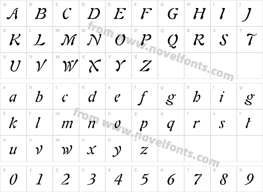 Auriol-ItalicCharacter Map