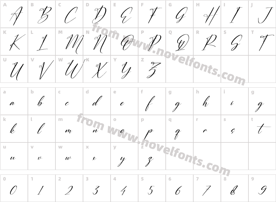 Auristtela Patricia ItalicCharacter Map