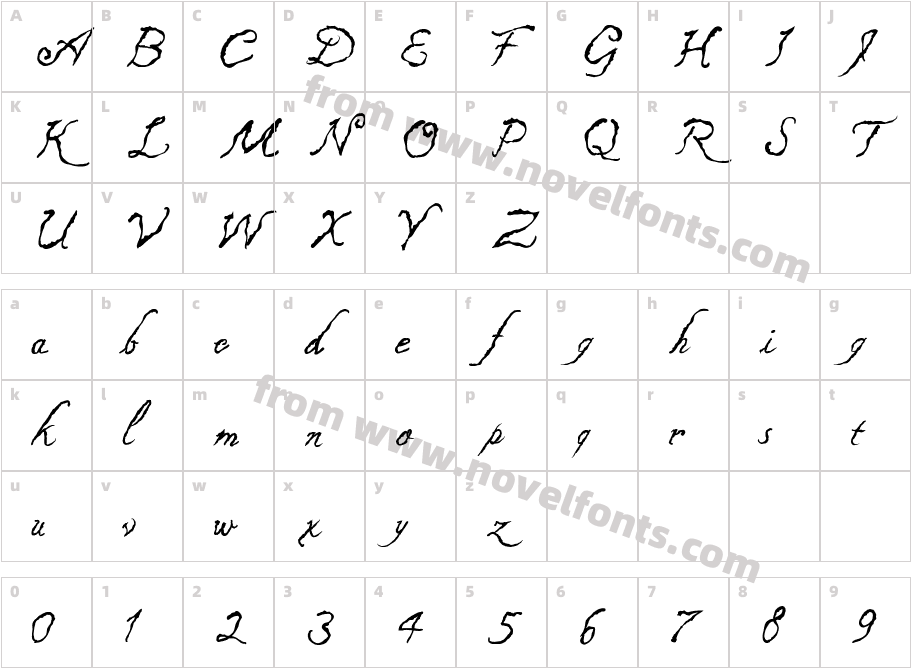 Caligraf 1435Character Map