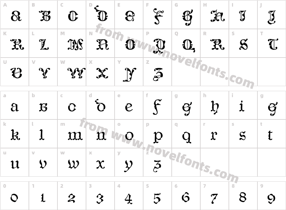 CaligrafiaDeBula-RegioCharacter Map