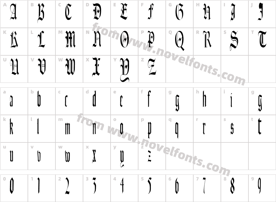 Authur Regular ttstdCharacter Map