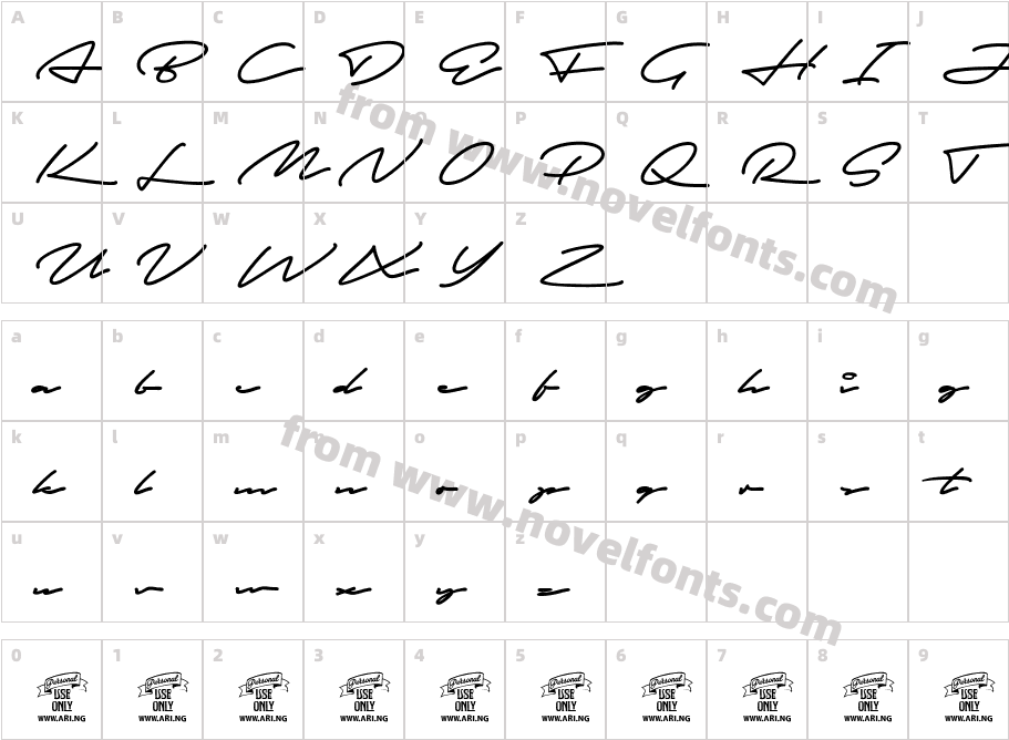 Autograf PERSONAL USE ONLYCharacter Map