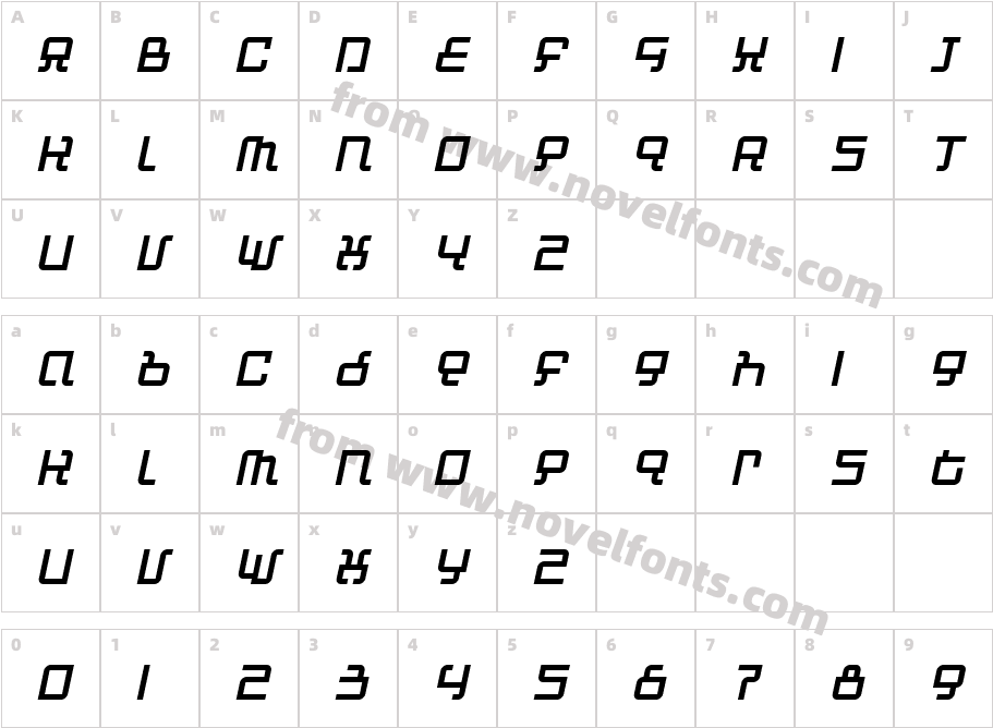 Automind ItalicCharacter Map