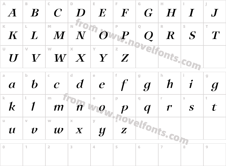 Auxerre 56 Italic reducedCharacter Map