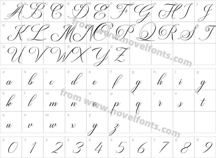 Avalon ChaligraphyCharacter Map