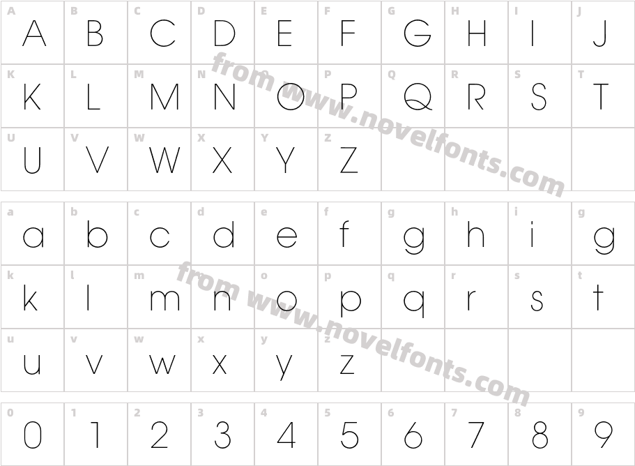 AvantGardeTwoBQ-ExtraLightCharacter Map