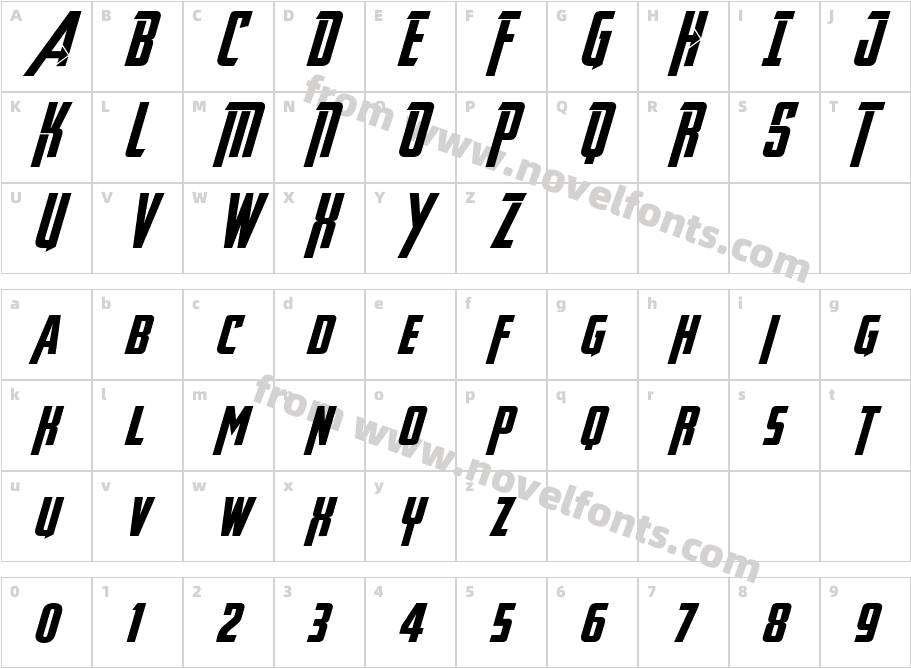 Avengeance Heroic Avenger Bold ItalicCharacter Map