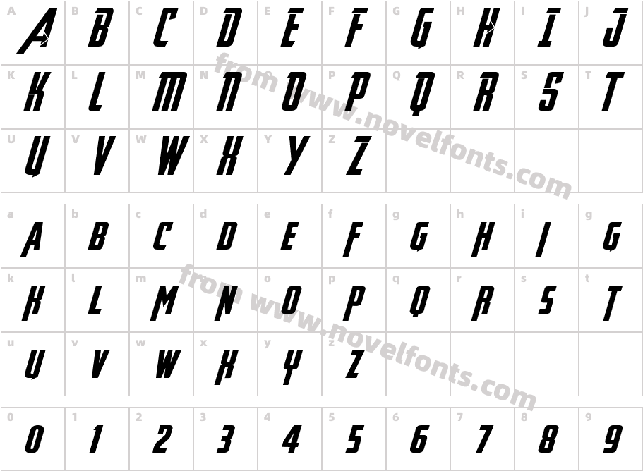 Avengeance Heroic Avenger ItalicCharacter Map