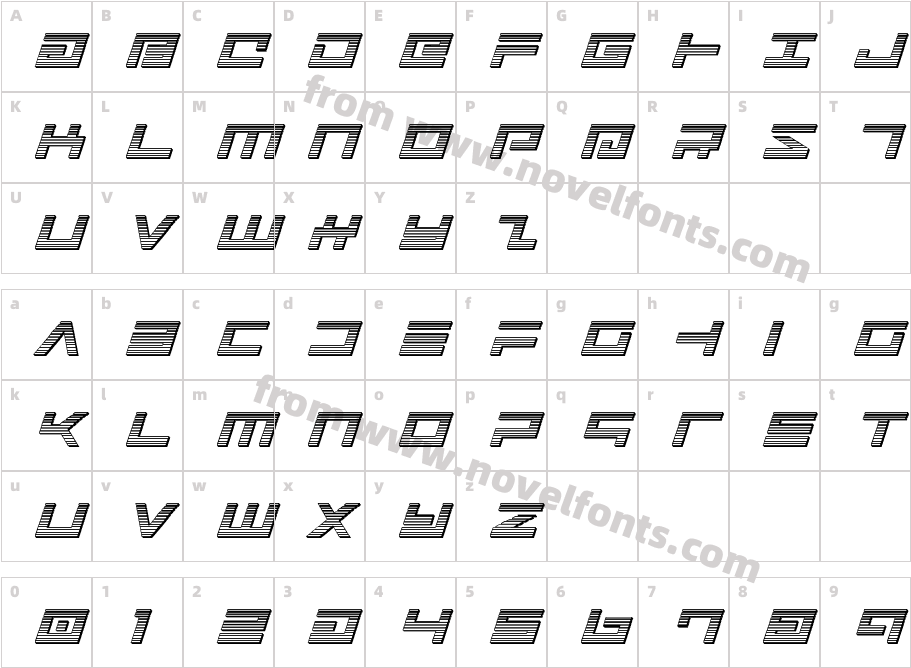 Avenger Chrome ItalicCharacter Map