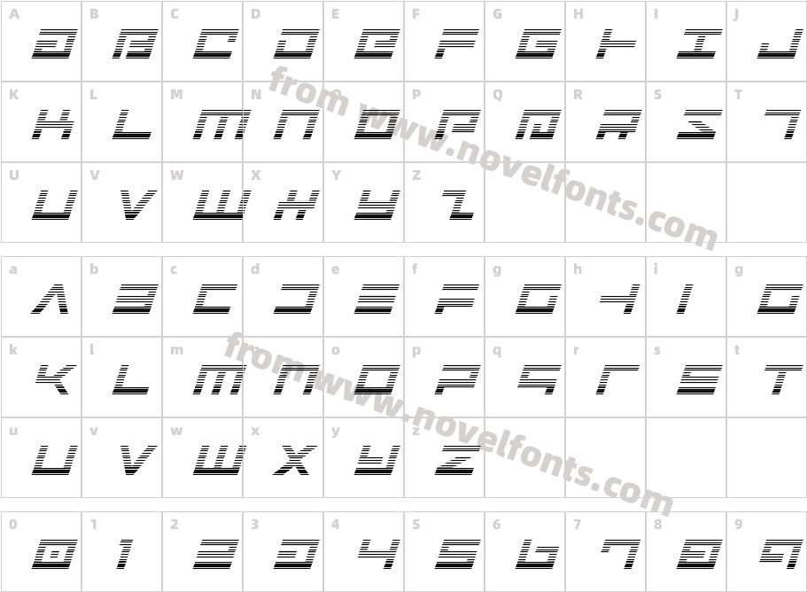 Avenger Gradient ItalicCharacter Map