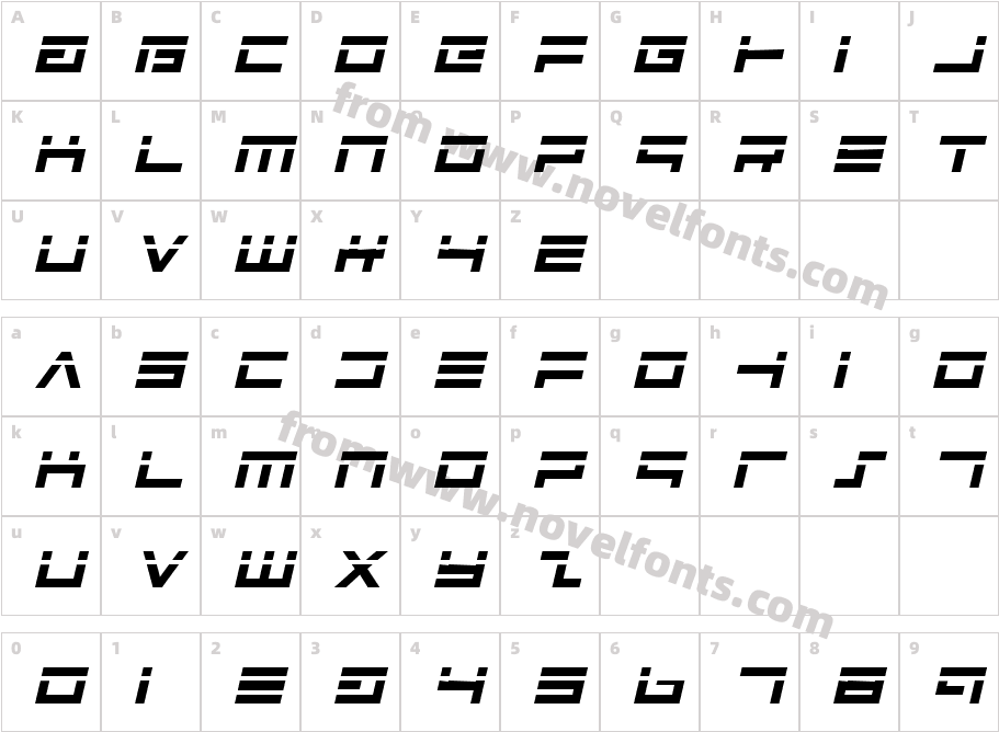 Avenger Laser ItalicCharacter Map