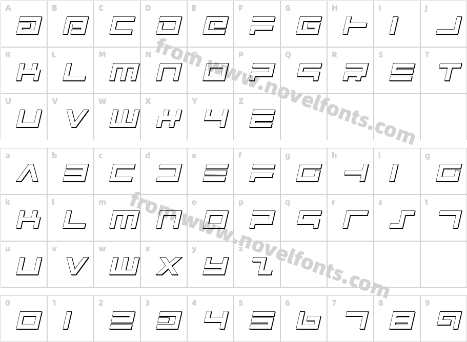 Avenger Shadow ItalicCharacter Map