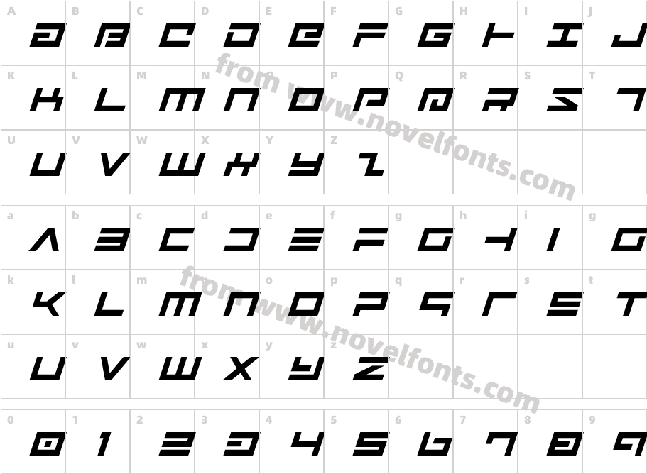 Avenger Title ItalicCharacter Map