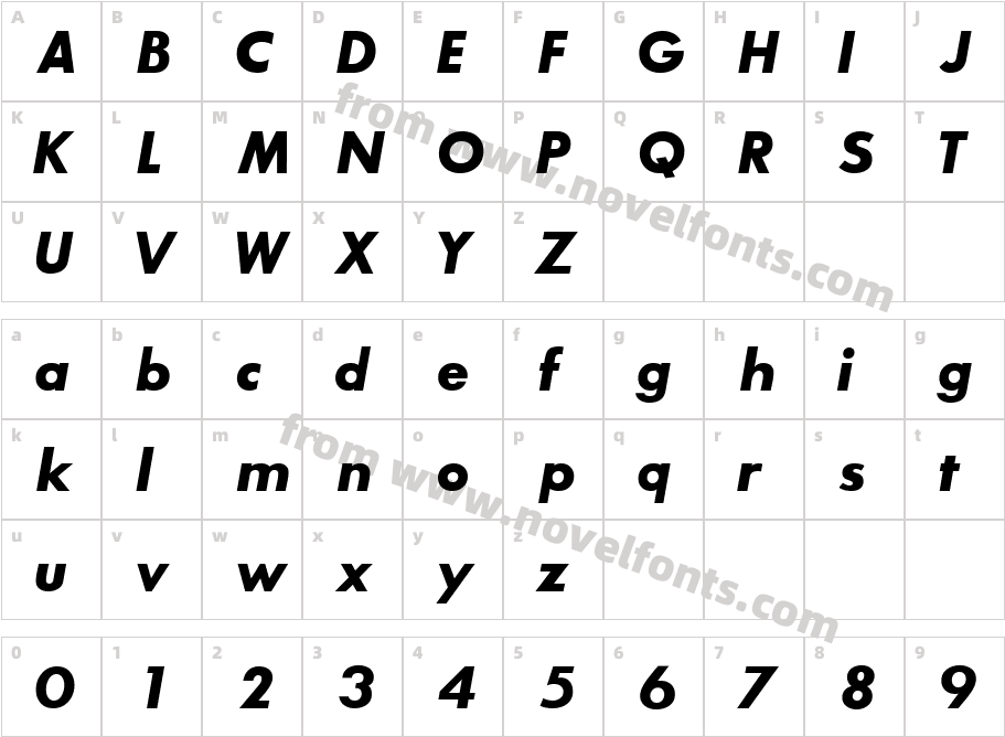 Aventura Heavy Bold ItalicCharacter Map