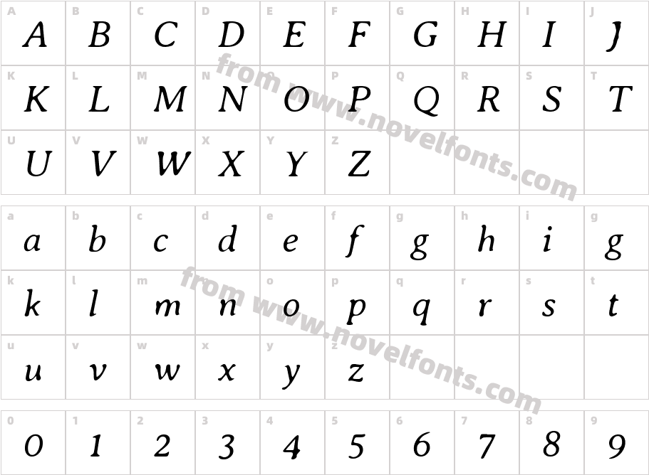 Averia Serif Libre Light ItalicCharacter Map