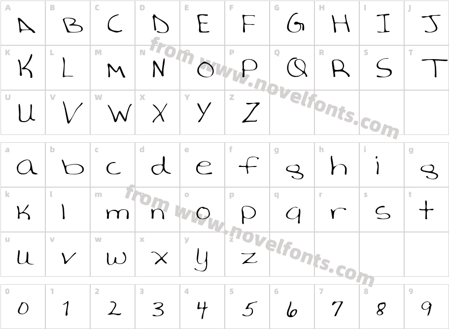 AverysHand RegularCharacter Map