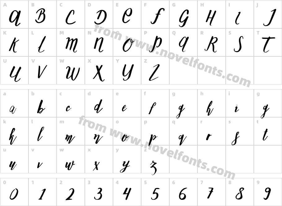 AwesomeScript-ItalicCharacter Map