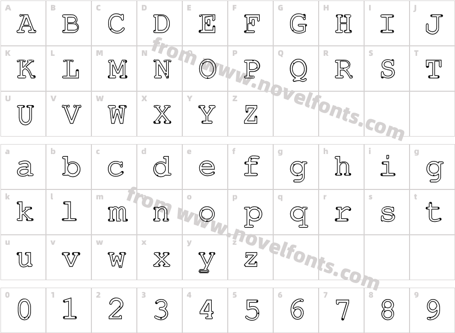 AyeshaOutlineRegularCharacter Map