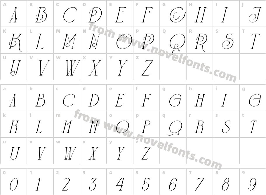 BAGISKO ItalicCharacter Map