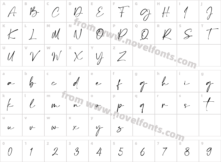 Calton Elegance ScriptCharacter Map