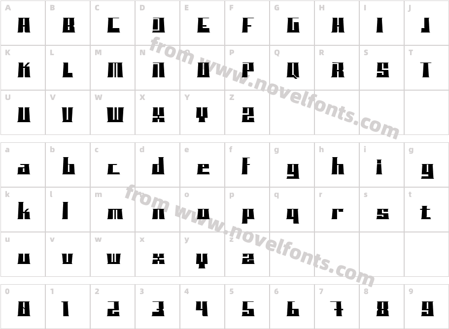 BLOCKO typefaceCharacter Map