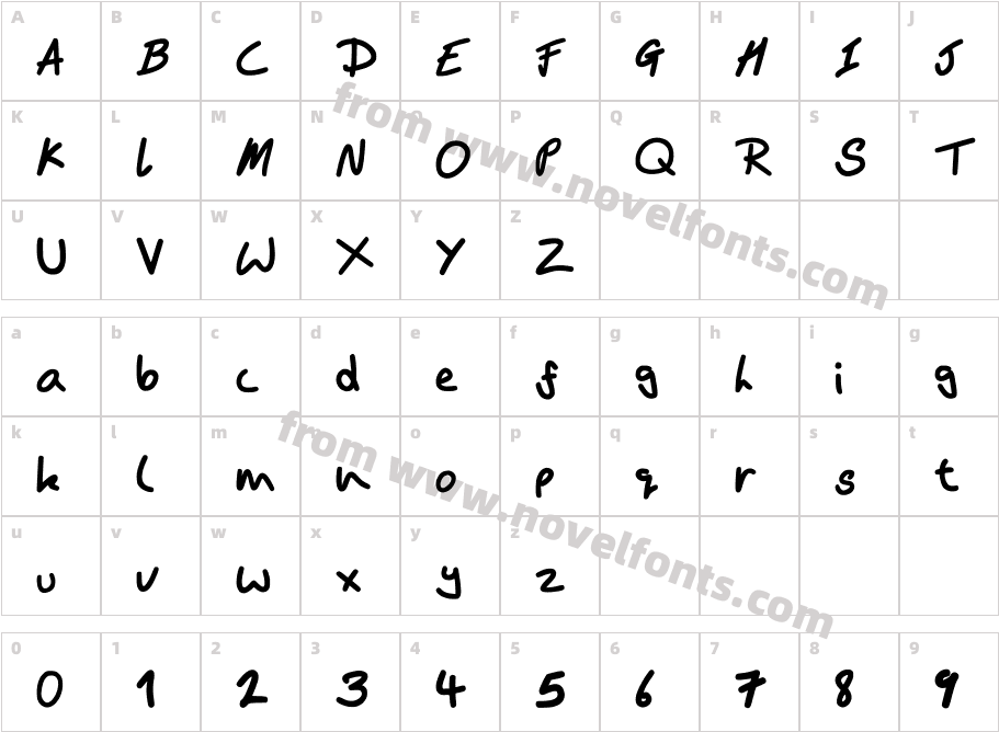 BMHand MediumCharacter Map