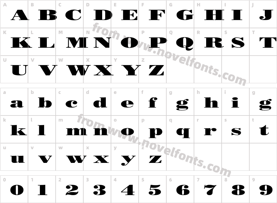 BODIDLYbold ExtendedCharacter Map