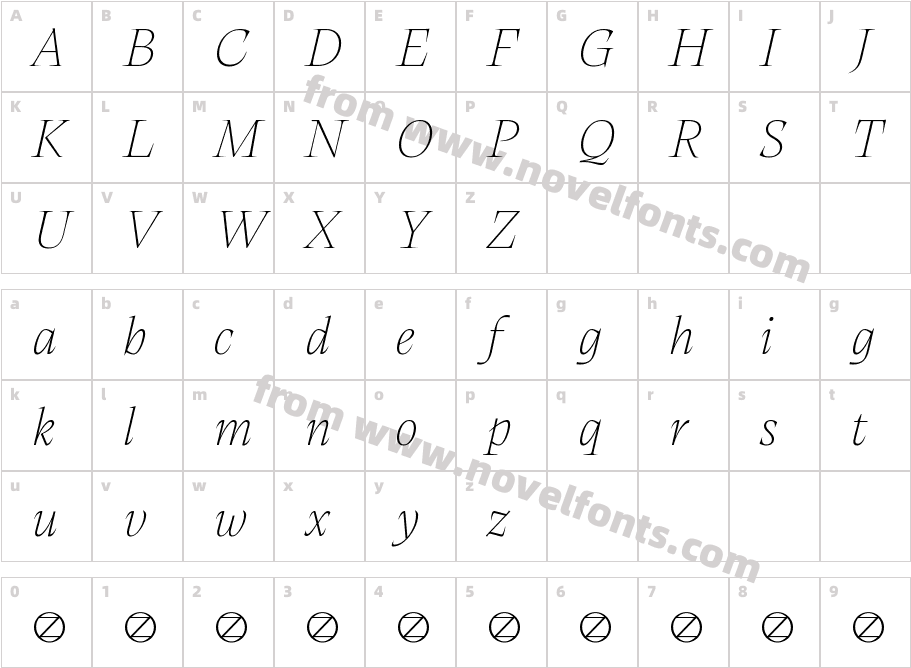 CalvinoGrandeItalicVarTrialCharacter Map