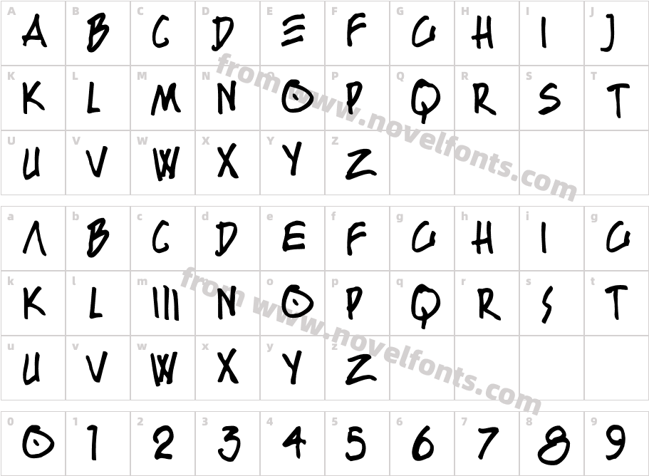 BOUTON KursivCharacter Map