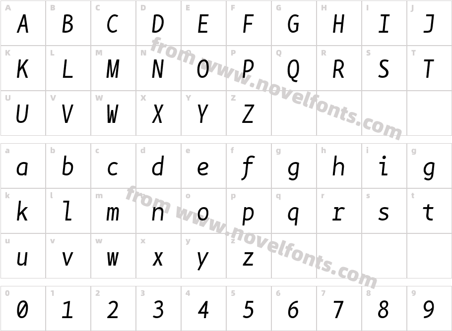 BPmono ItalicCharacter Map