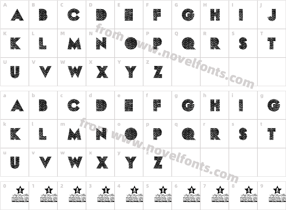 BRICKS PERSONAL USE BoldCharacter Map