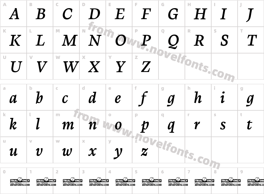 CalvinoTrial Semibold ItalicCharacter Map