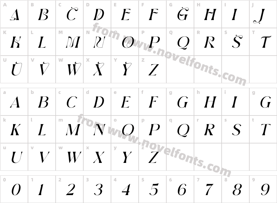 BROWN VOLKY ItalicCharacter Map