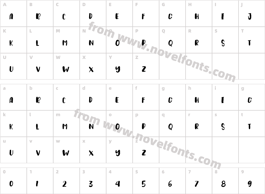 BRUSHKIDCharacter Map