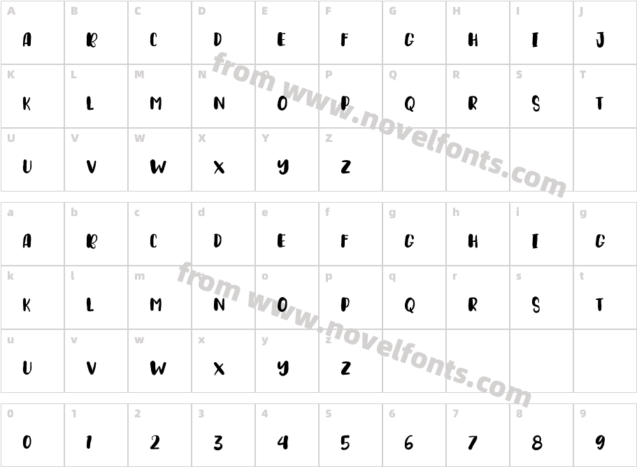 BRUSHKIDCharacter Map