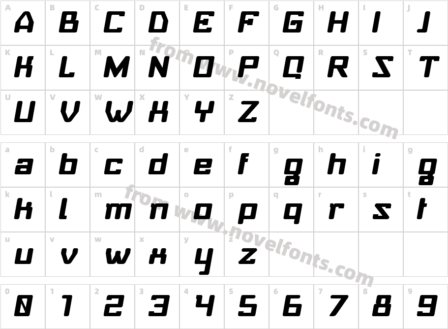 Baby Universe ItalicCharacter Map