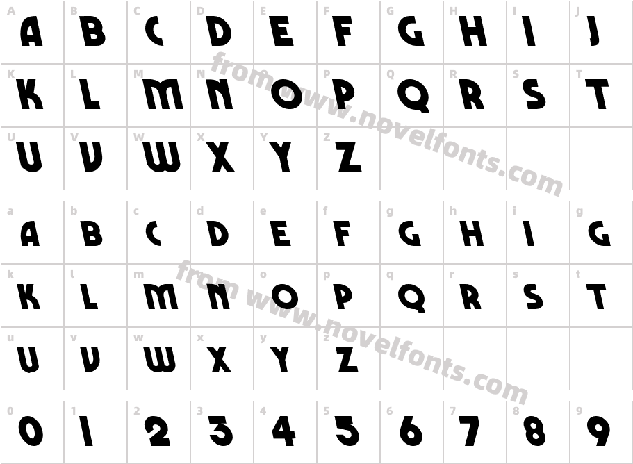 Backslide BoldCharacter Map