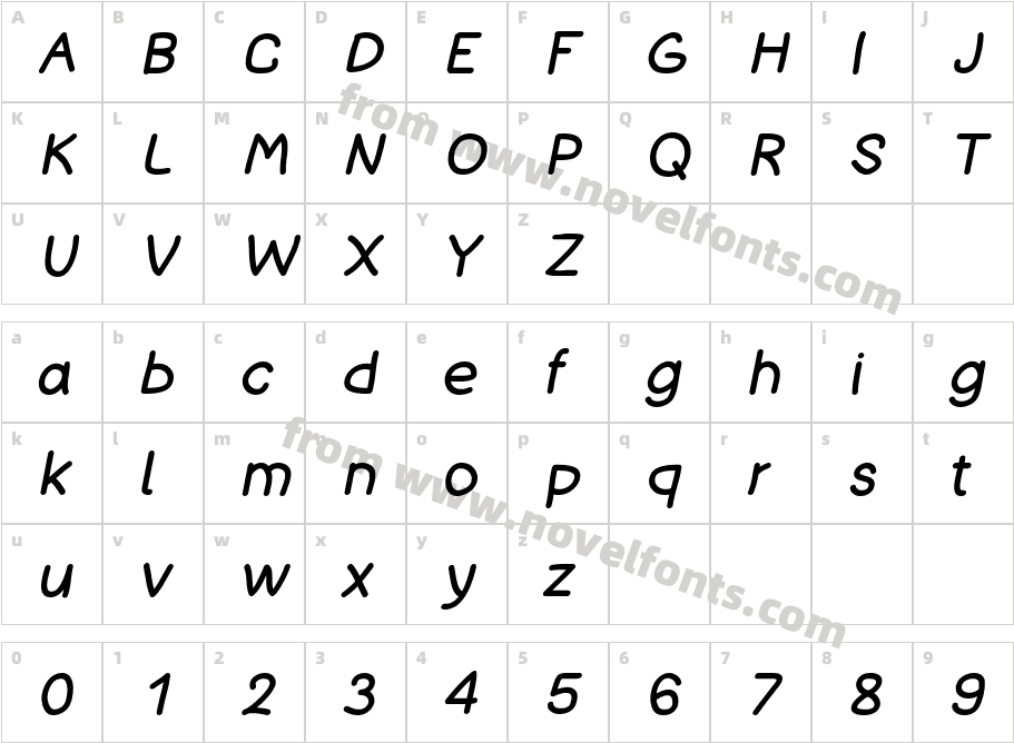 Bad Comic ItalicCharacter Map