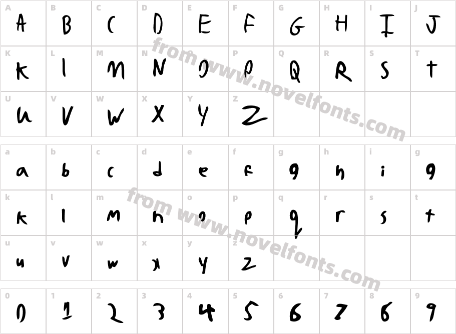 Bad Handwriting 7.2Character Map