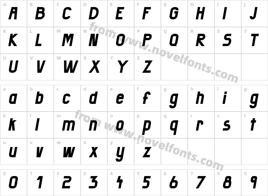 Badang ItalicCharacter Map