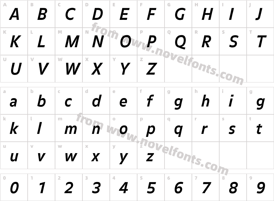 Balance-BoldItalicCharacter Map