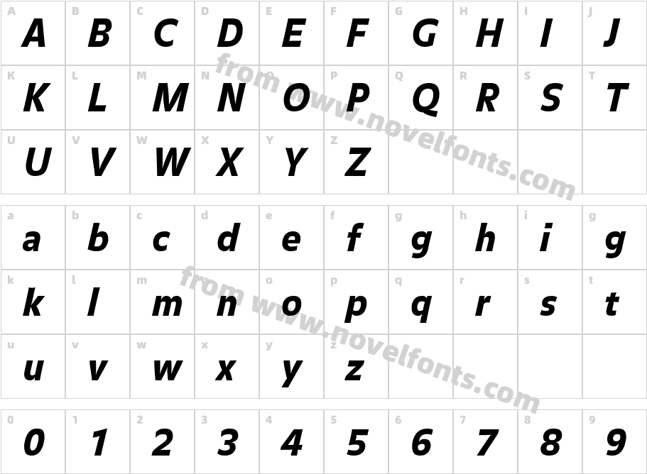 BalanceBlack ItalicCharacter Map