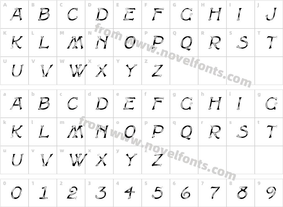 CammyCapsDisplay ItalicCharacter Map